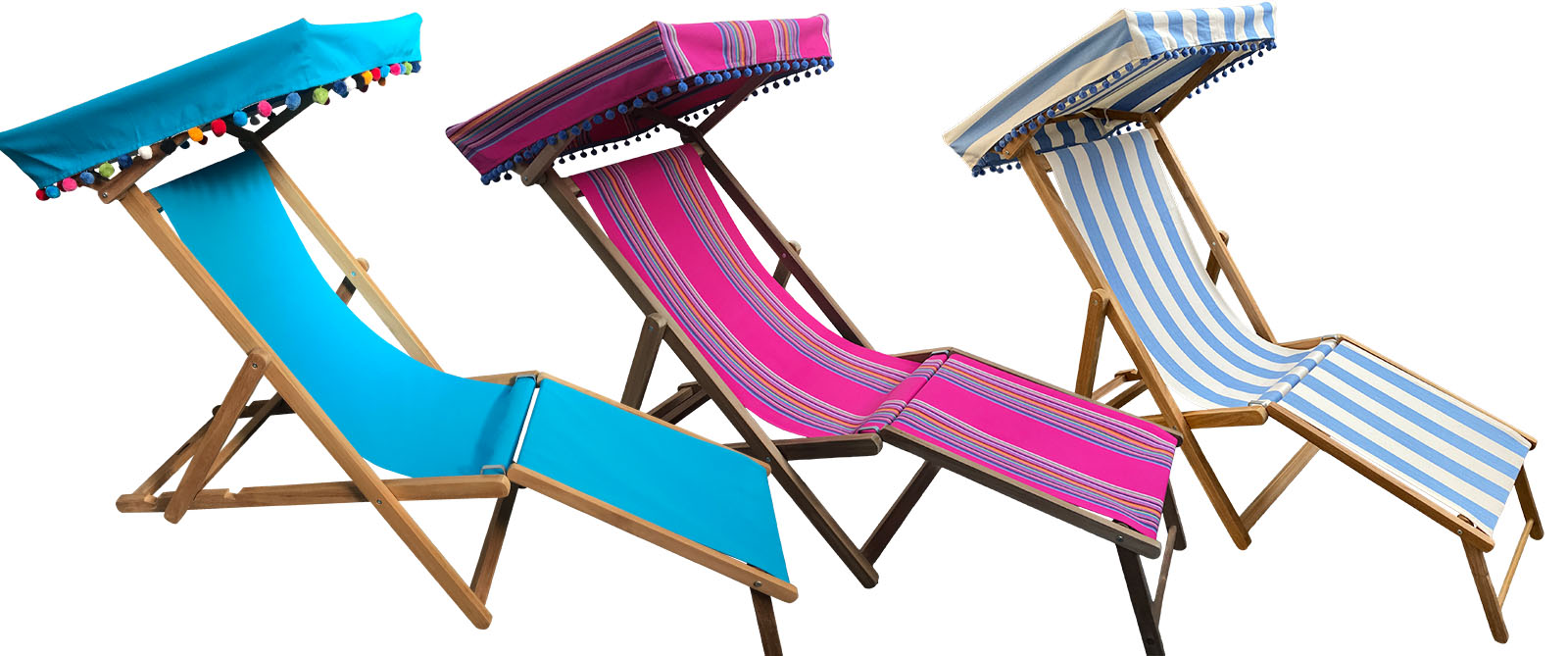 Edwardian Deckchairs with Canopy and Footstool The Stripes