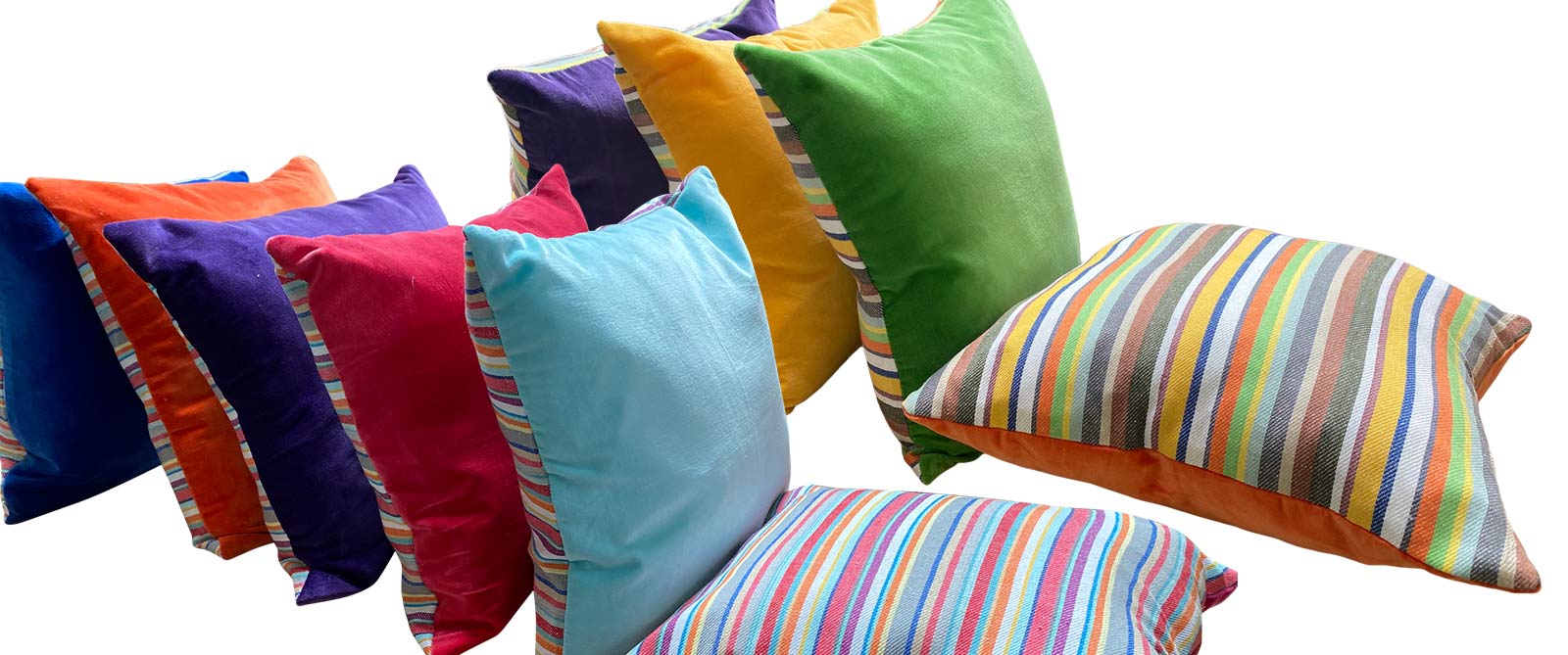 Striped Brushed Cotton and Velvet Cushion Coverss