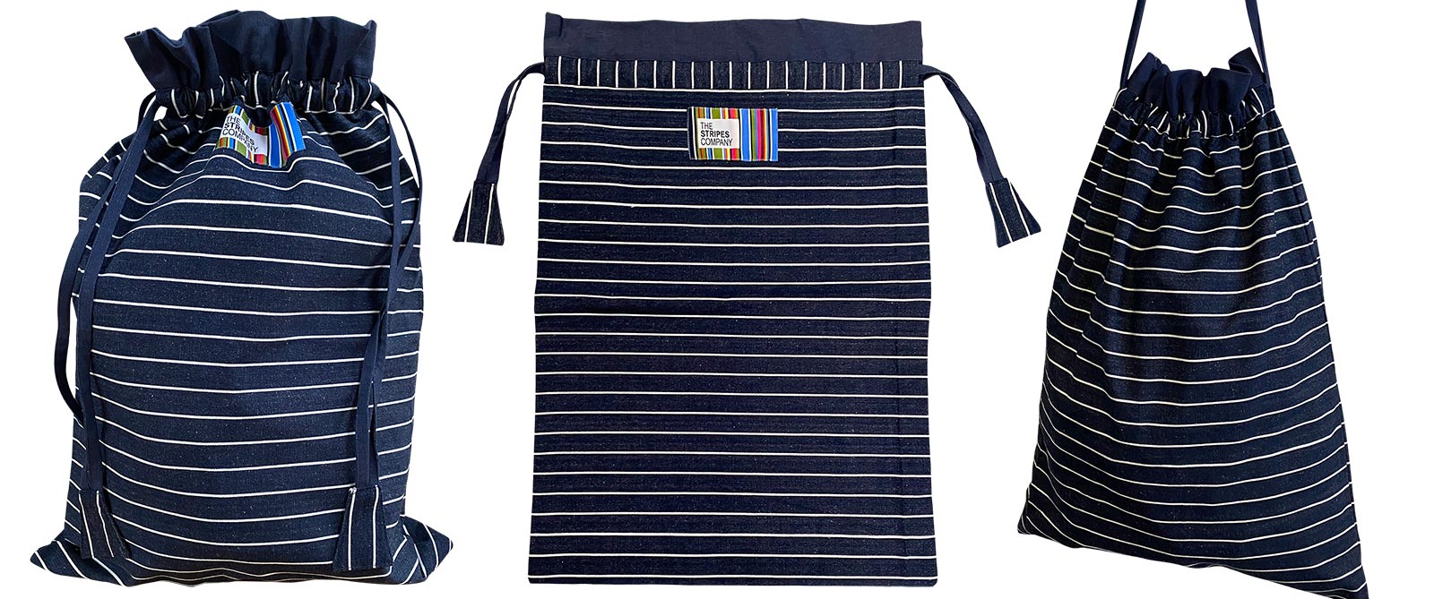 striped storage bags