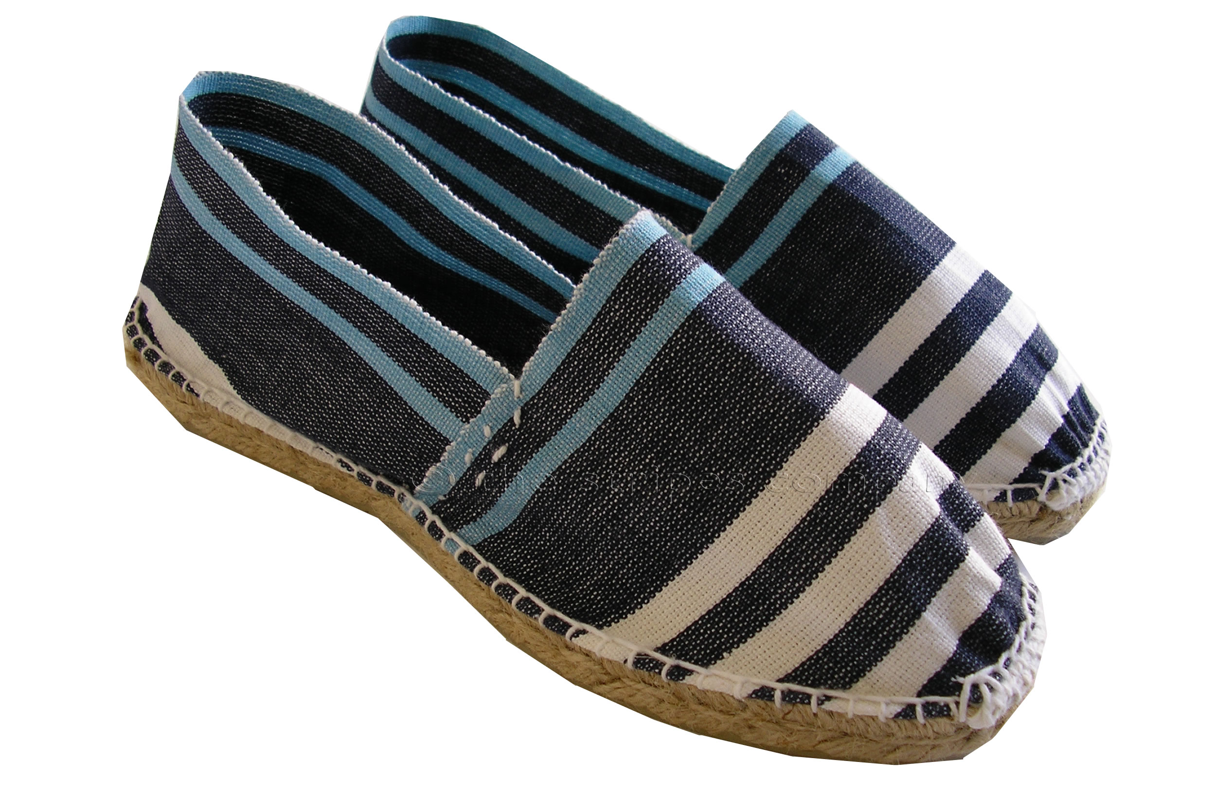 blue and white striped espadrilles