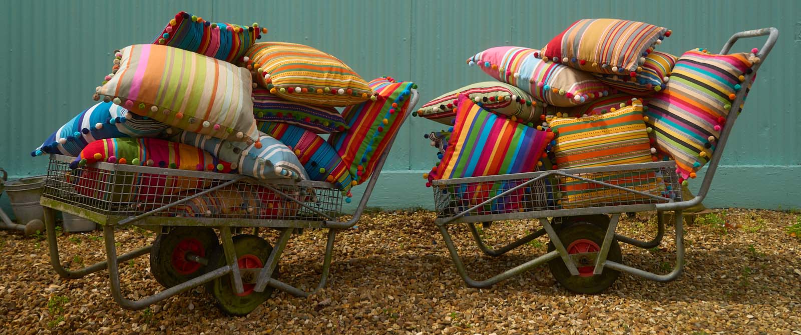 Striped Pompom Cushion Covers