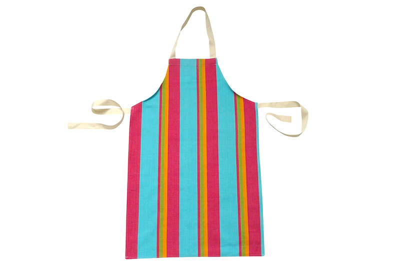 Striped Kids Aprons | Aprons for Children pinky red, turquoise, yellow stripes   