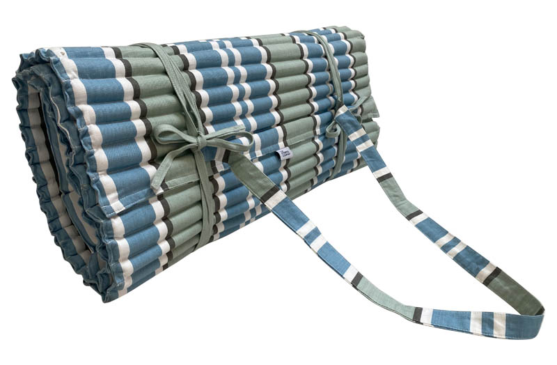 Teal, Pale Aqua, Dark Grey Beach Mats | Roll Up Beach Mattress with Pillow