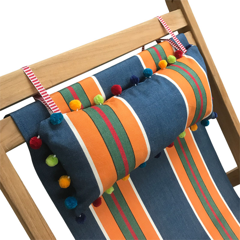 blue striped deckchair headrest