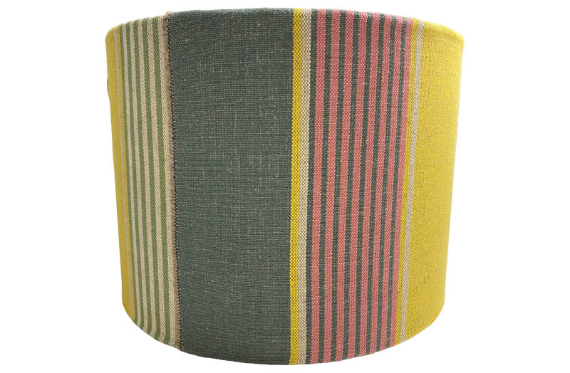 Yellow, Salmon Pink, Sage Green Stripe Drum Lampshades