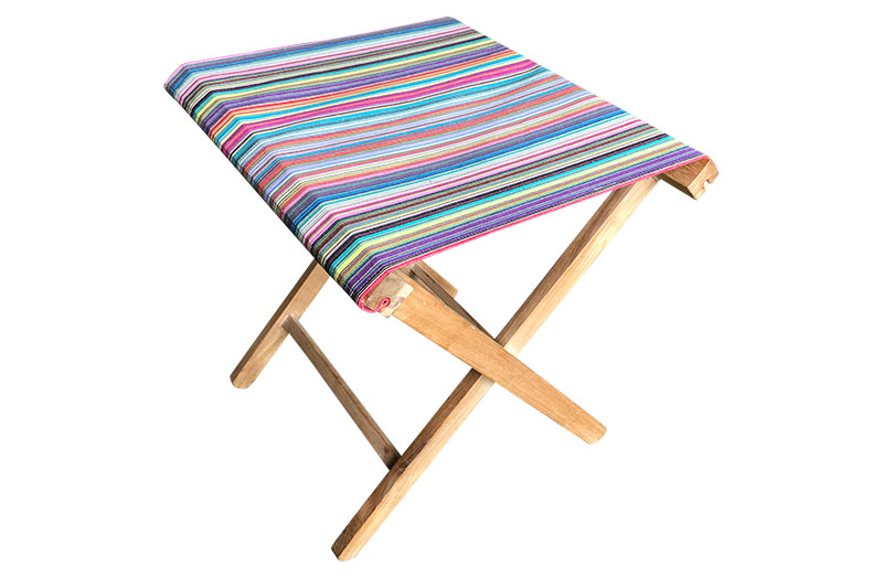 Portable Folding Stool with Multi Stripe seat