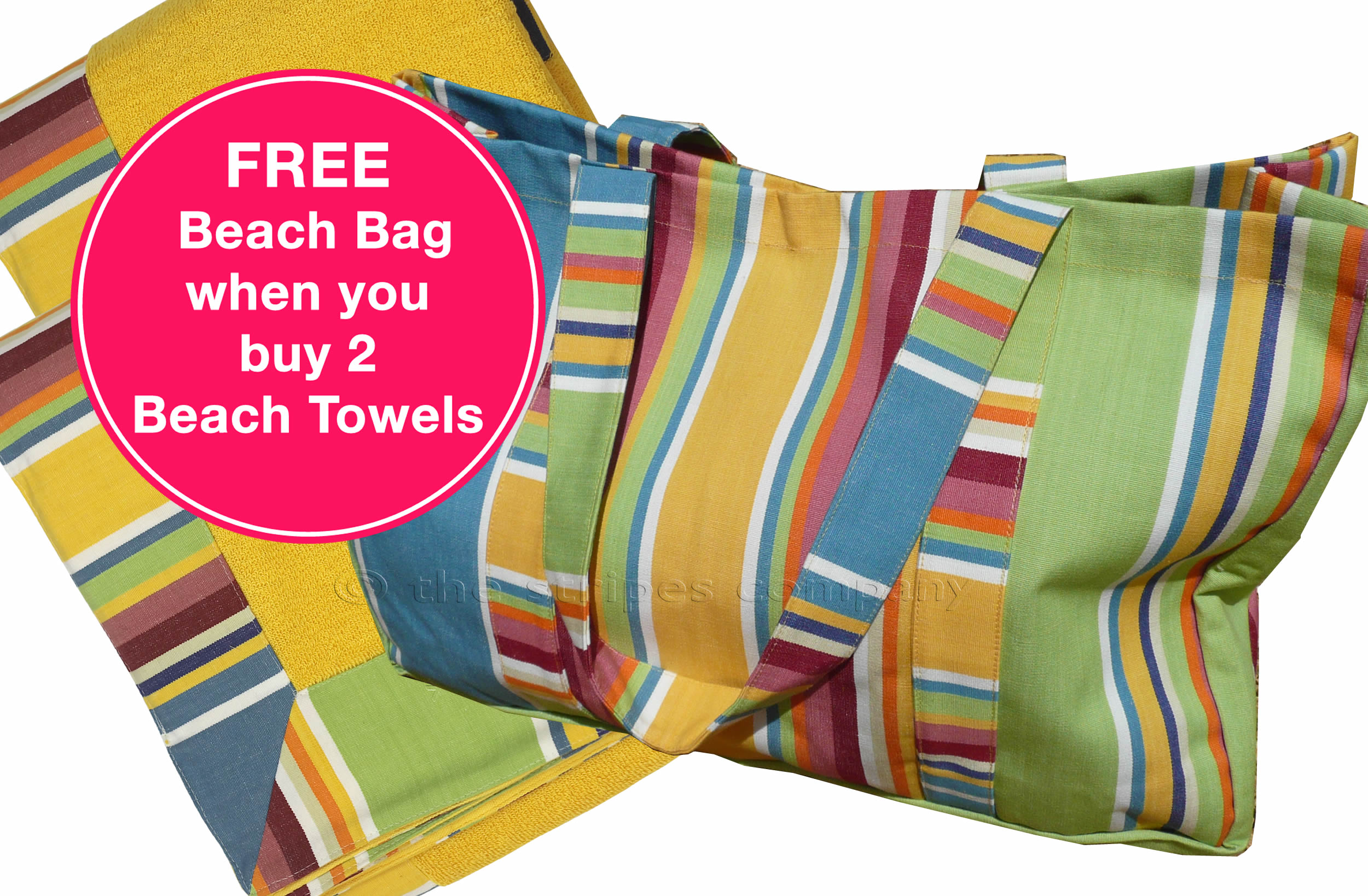 Free beach bag offer - cricket yellow stripe