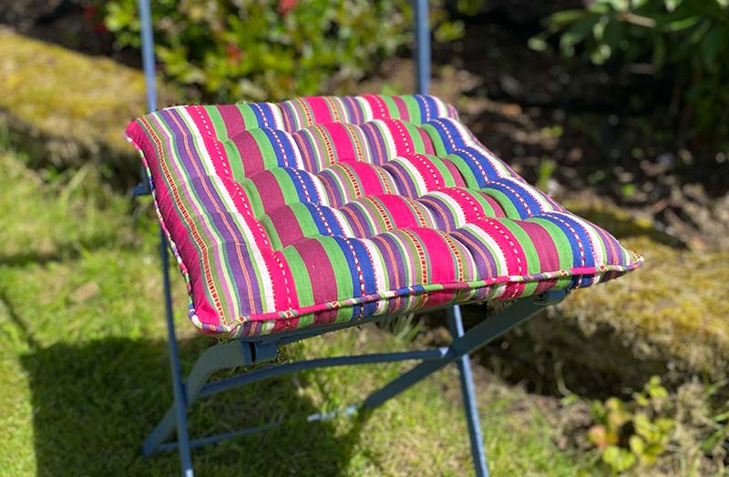 Hot Pink, Green, Purple Striped Seat Pads with Piping