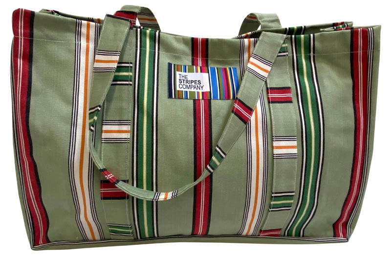 Extra Large Beach Bags  - Pale Green, Green, Red White Stripe 