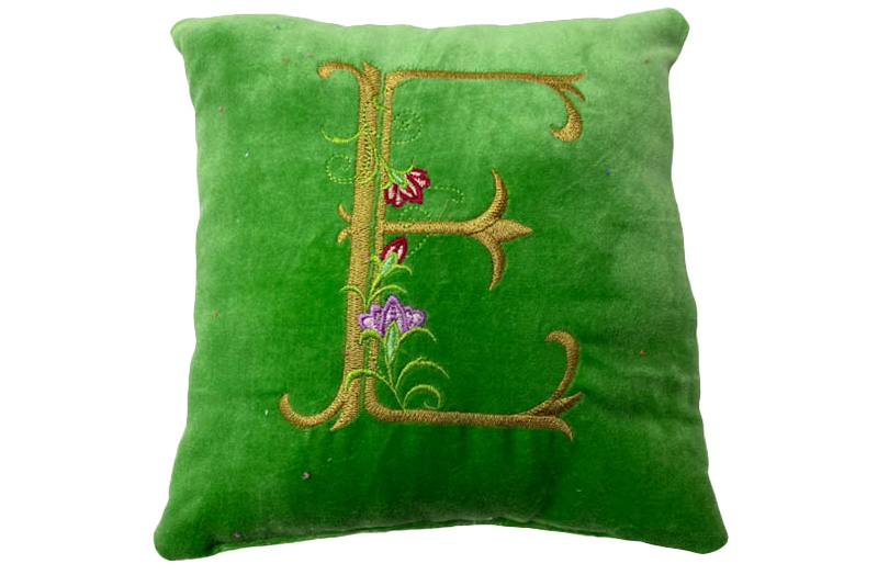 Green Velvet Alphabet Cushions