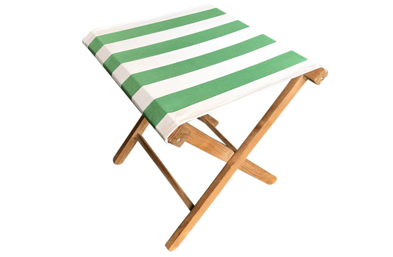 Green and White Stripe Folding Stool 