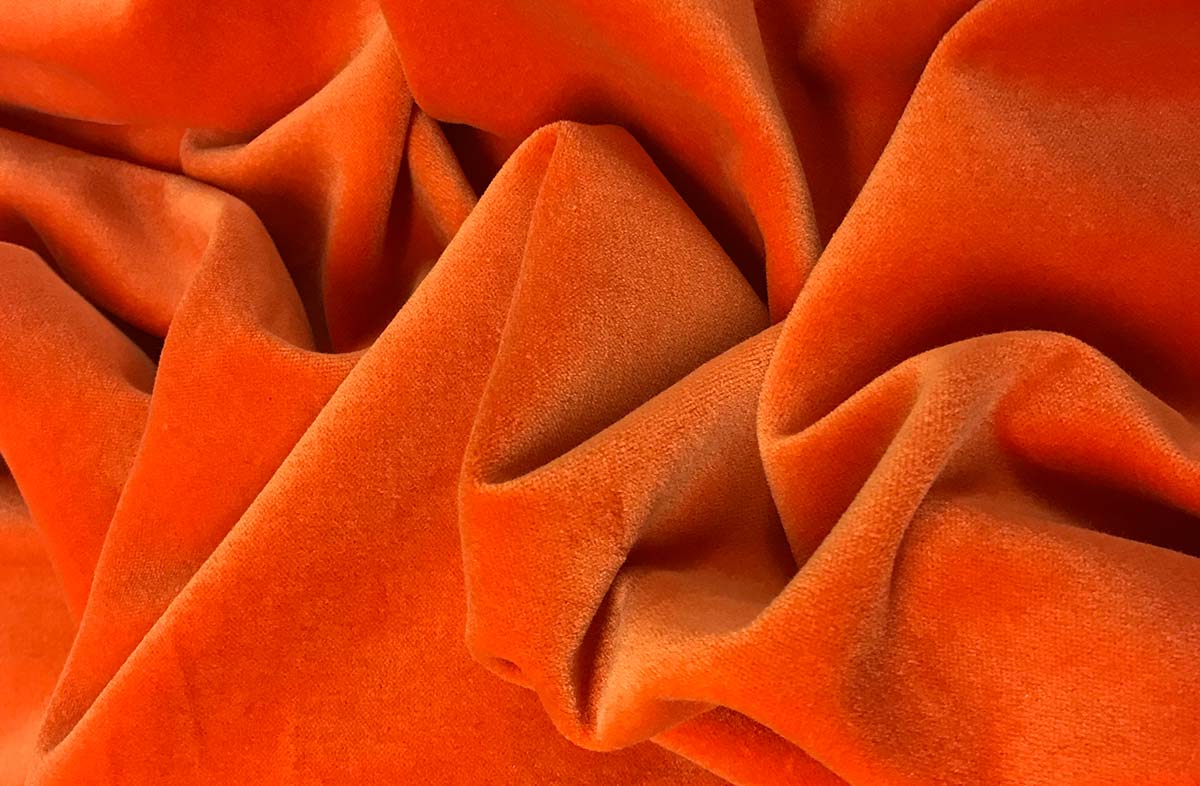 Orange Cotton Velvet Fabric, The Stripes Company