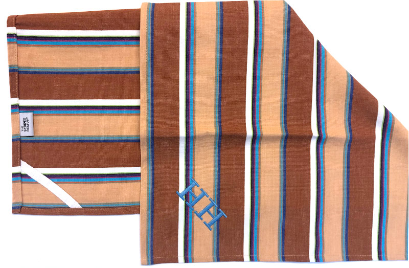 Dish Towel, Brown, Blue and White Stripe