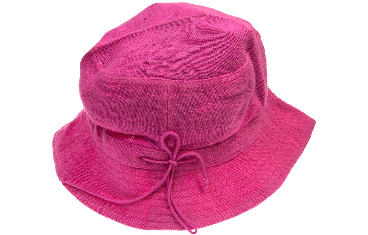 Pink Bucket Hats - Pink Linen Sun Hat