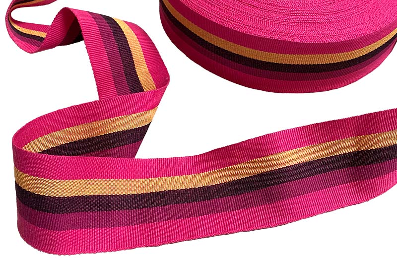 Bright Pink Striped Webbing | Pink and Purple Stripe Upholstery Webbing