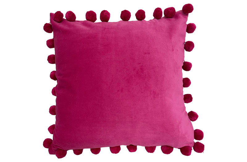 Pink Velvet Pom Pom Cushions