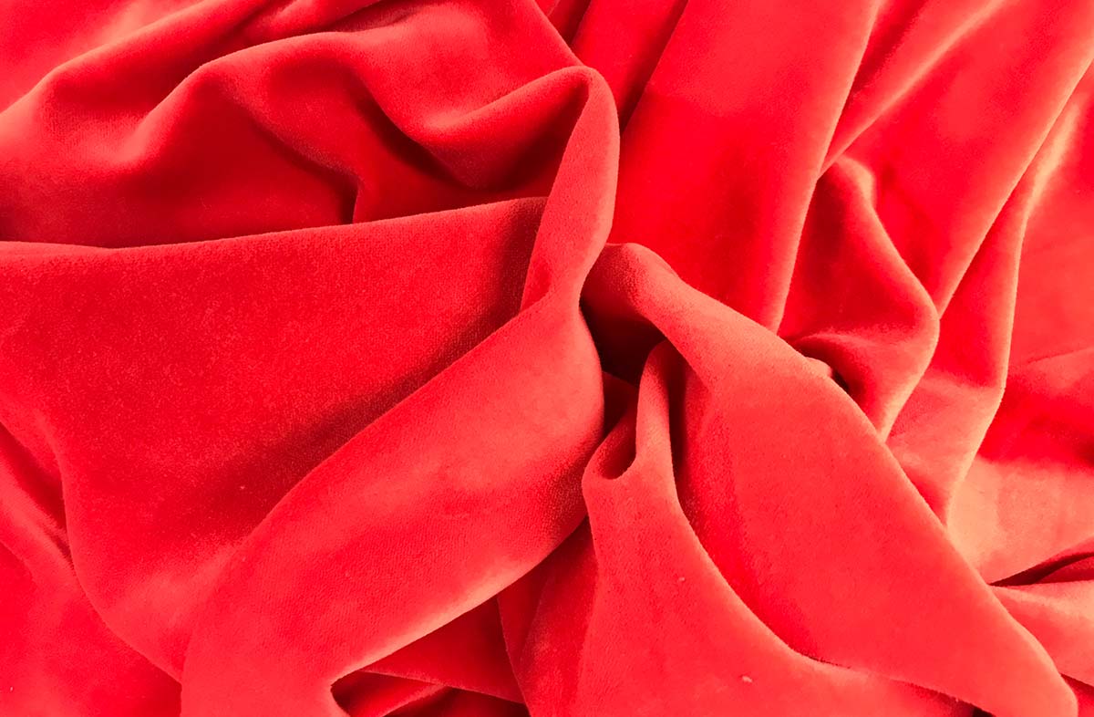 Coral Red Cotton Velvet Fabric, The Stripes Company
