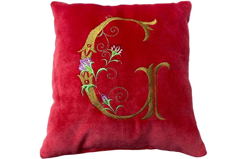 Small Red Velvet Alphabet Cushions