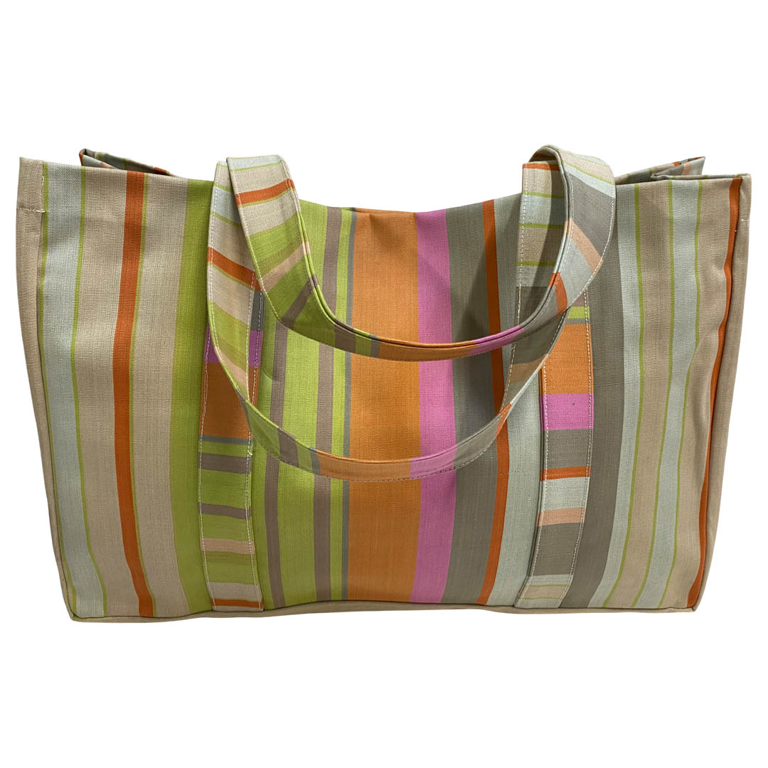 large striped beach bag