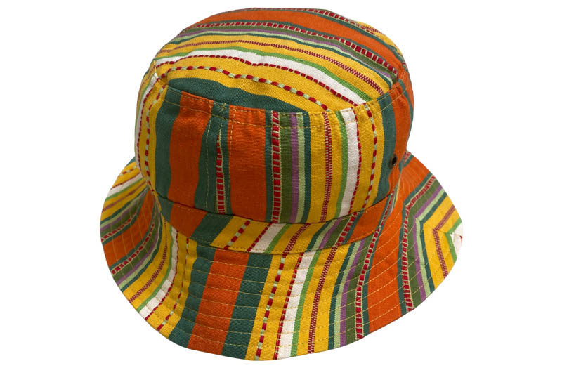 Yellow, Orange, Green Striped Bucket Hats - Stripe Sun Hat large size