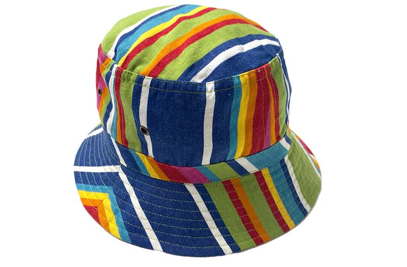 Blue Green Striped Sun Hats, Sun Bucket Hat - Climbing Stripe