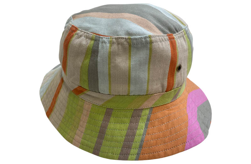 Stone, Pale Green, Terracotta Stripe Bucket Hats Large - Stripe Sun Hat