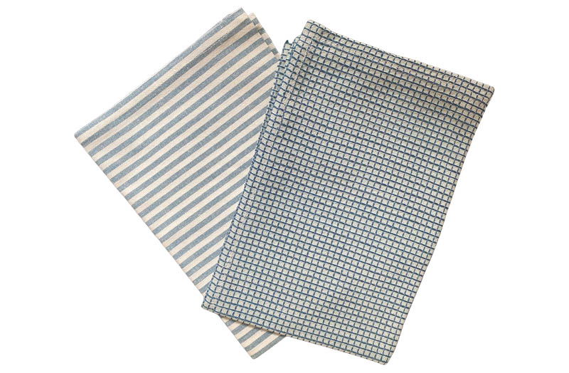 Teal And White Striped Tea Towel Sets, Set of 2 Teal Tea Towels