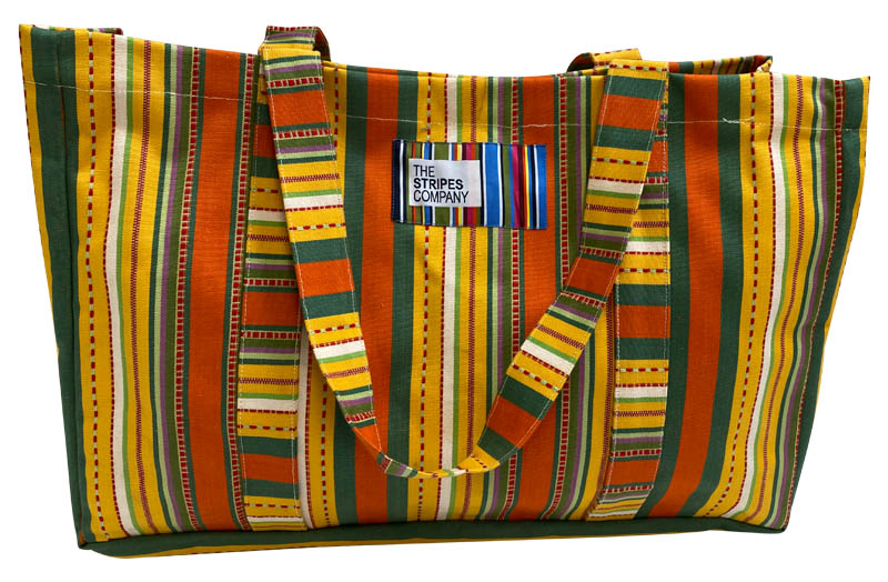  Extra Large Beach Bags Yellow, Orange, Green Stripe